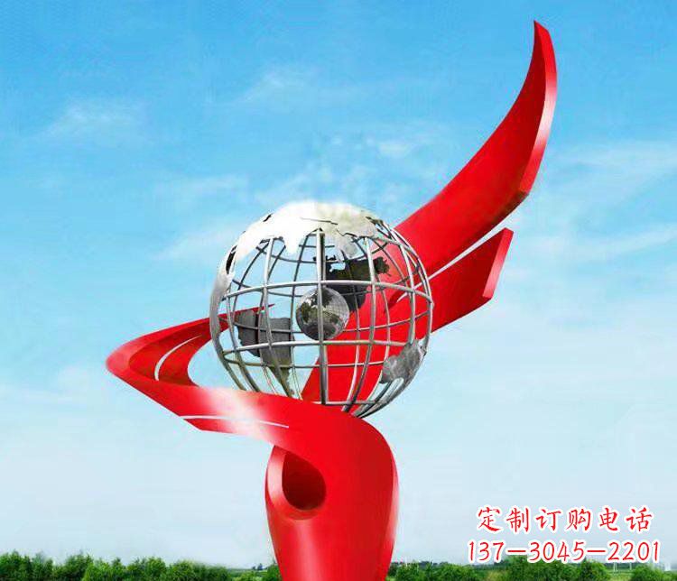 运城不锈钢抽象地球雕塑 (2)