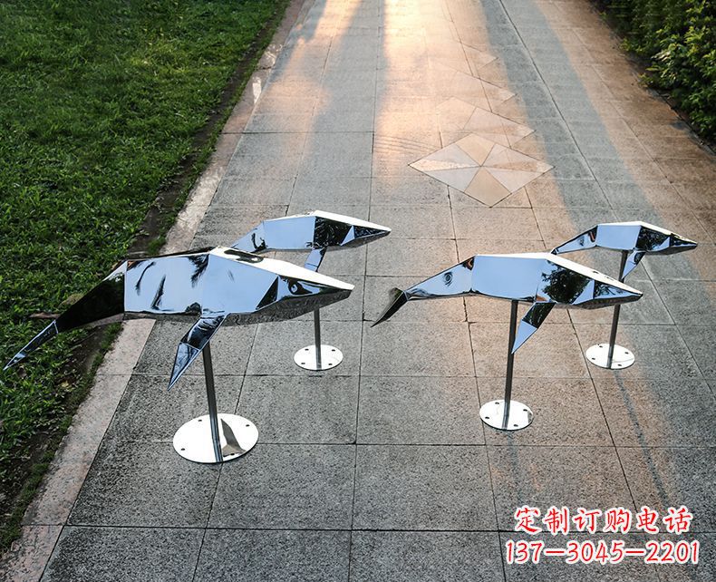 运城不锈钢抽象动物海豚雕塑1