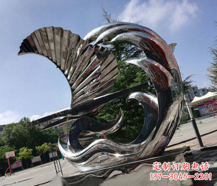 运城不锈钢抽象帆船雕塑1