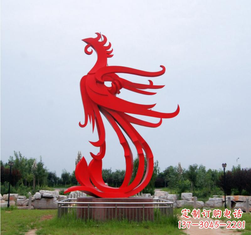 运城不锈钢抽象广场凤凰雕塑