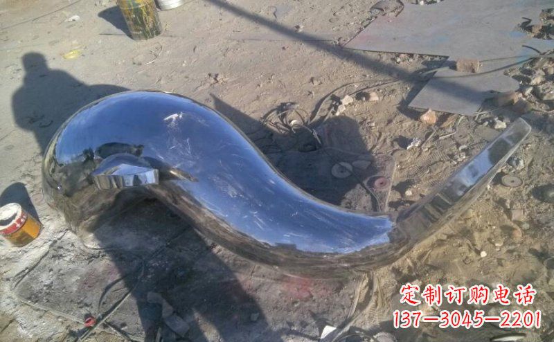 运城不锈钢抽象海豚动物雕塑 (2)