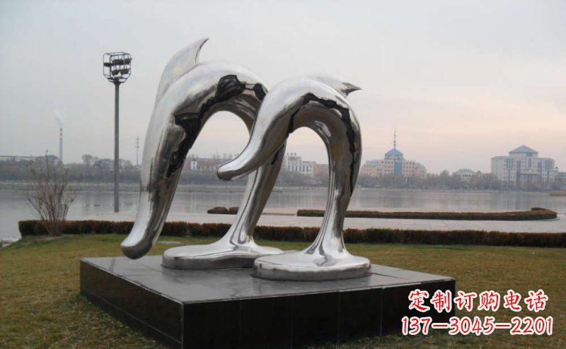 运城不锈钢抽象海豚动物雕塑