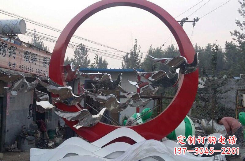 运城不锈钢抽象和平鸽和谐雕塑