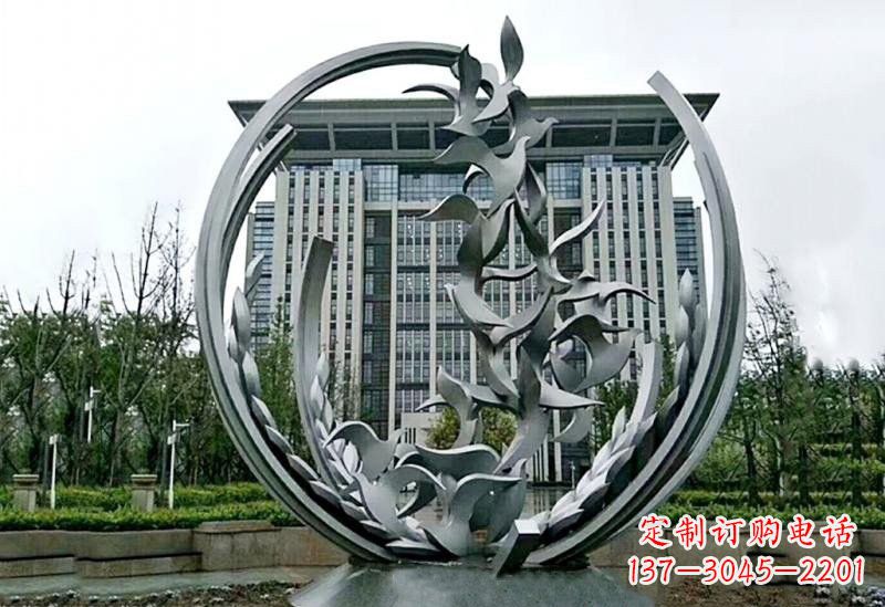 运城不锈钢抽象和平鸽橄榄枝雕塑