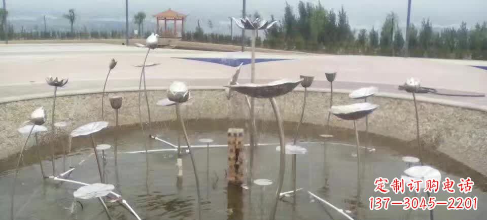 运城不锈钢抽象荷花雕塑1