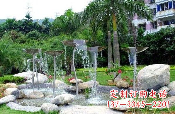运城不锈钢抽象花朵喷泉雕塑