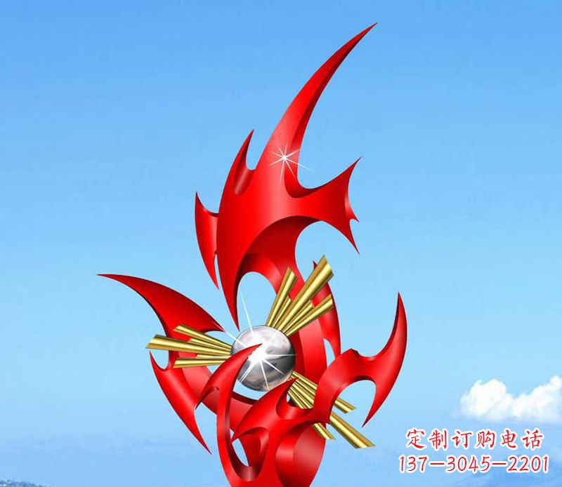运城不锈钢抽象火苗雕塑 (2)