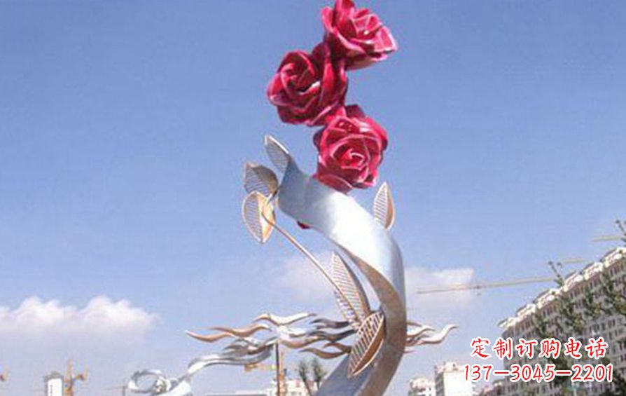 运城不锈钢抽象玫瑰花景观雕塑