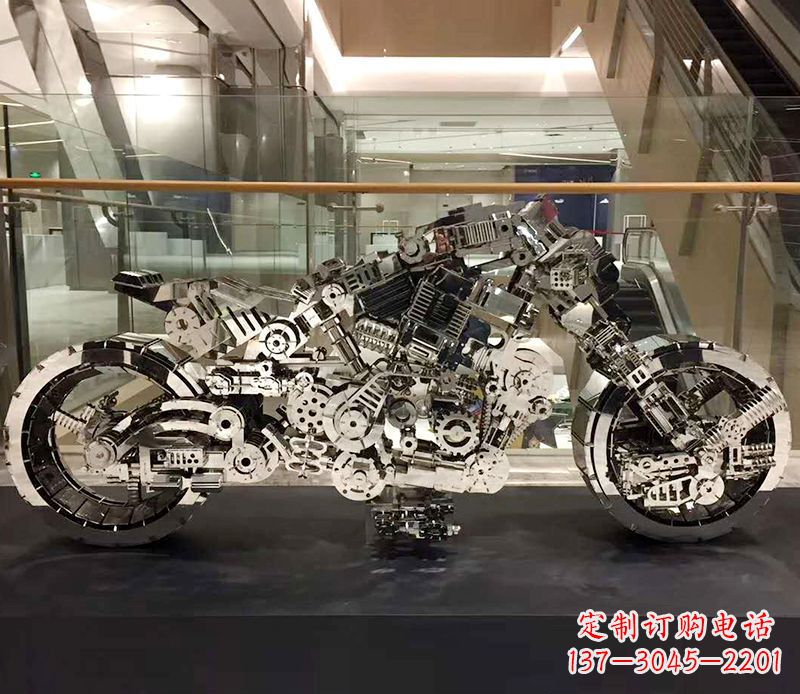 运城不锈钢抽象摩托车雕塑