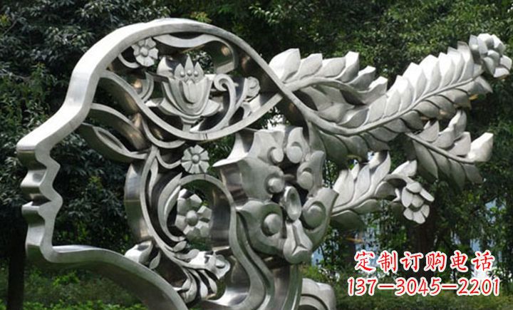 运城不锈钢抽象美女头像雕塑