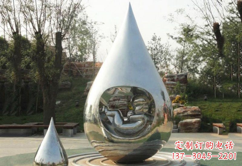 运城不锈钢抽象生命之源水滴雕塑