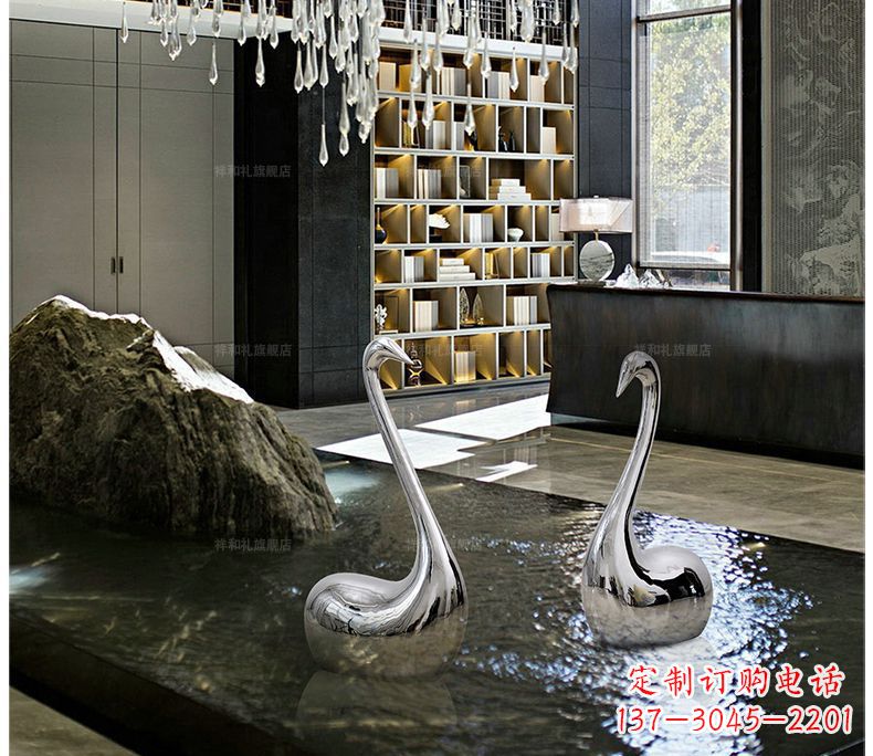 运城不锈钢抽象天鹅摆件雕塑