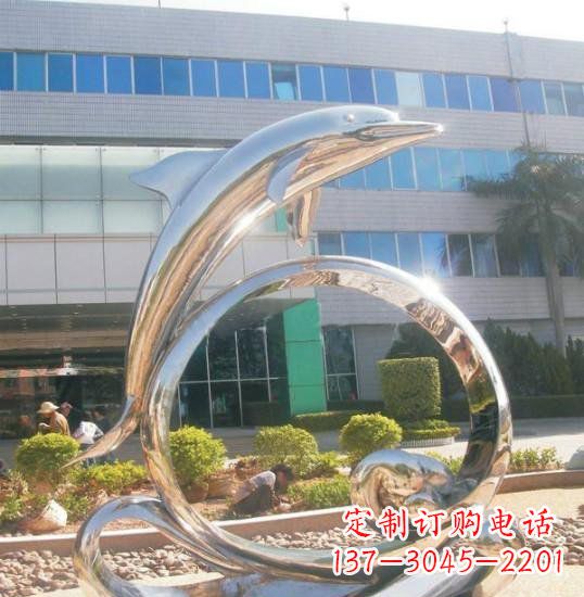 运城不锈钢抽象跳跃的海豚雕塑