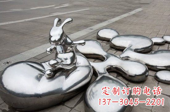 运城不锈钢抽象兔子和水滴雕塑