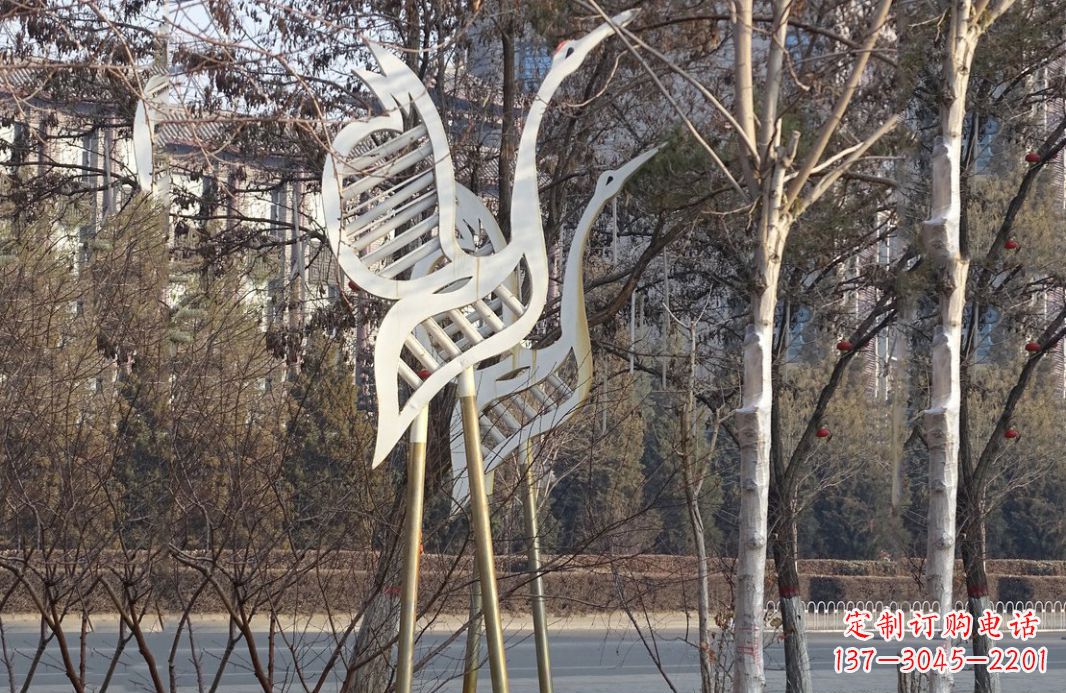 运城不锈钢抽象仙鹤雕塑 (2)