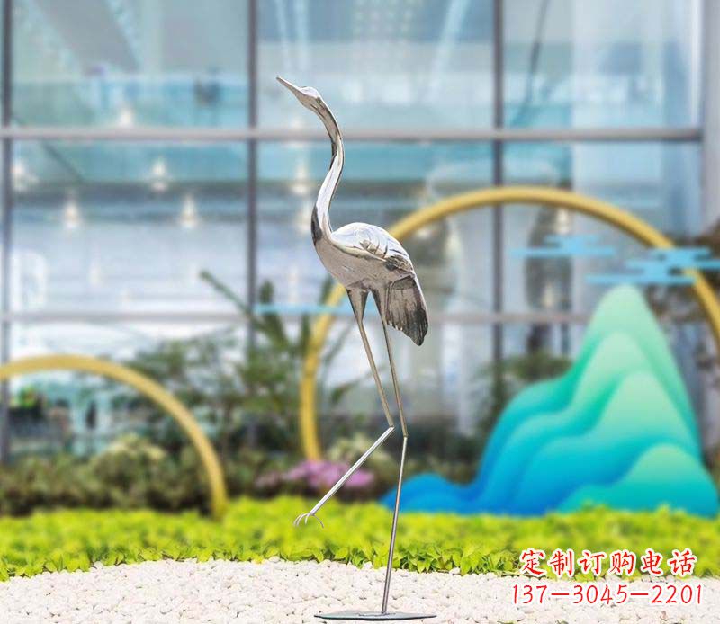 运城不锈钢抽象仙鹤雕塑1