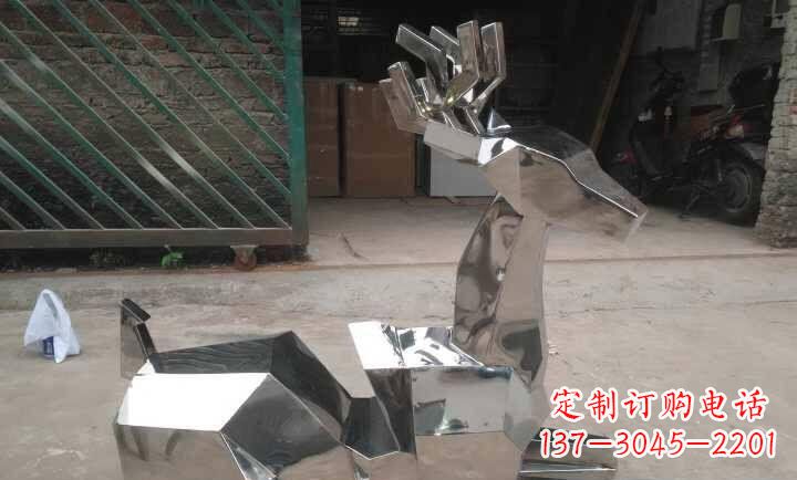 运城不锈钢抽象小鹿雕塑 (2)