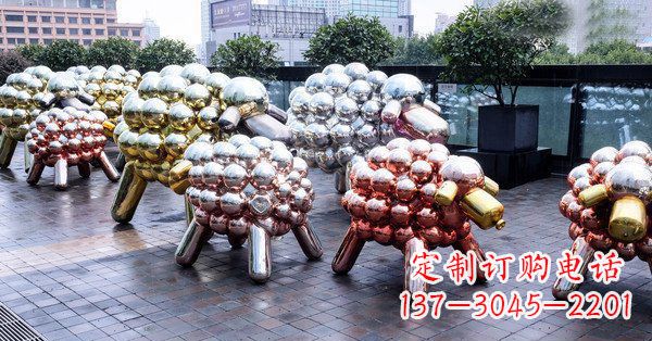 运城不锈钢抽象小羊肖恩动物广场雕塑