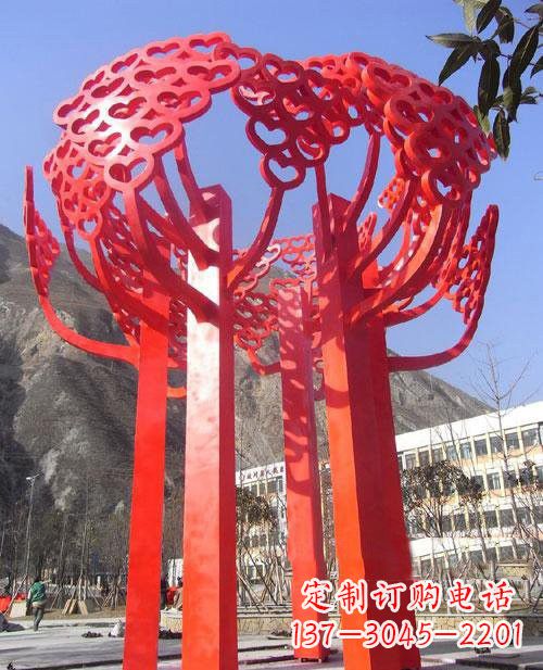 运城不锈钢抽象心形树叶大树雕塑