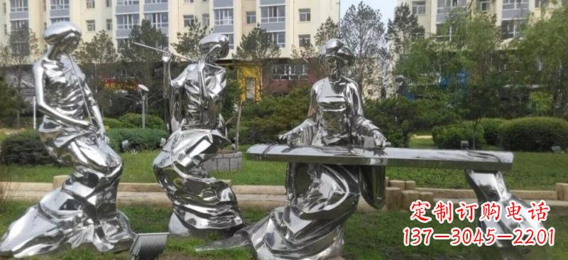 运城不锈钢抽象演奏乐器的古代美女雕塑