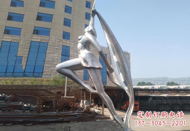 运城不锈钢抽象艺术体操女孩雕塑