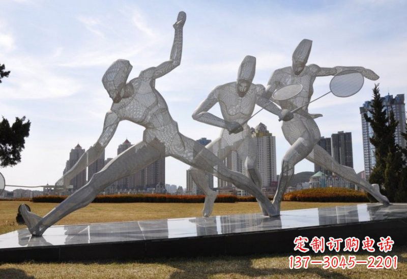 运城不锈钢抽象羽毛球人物雕塑