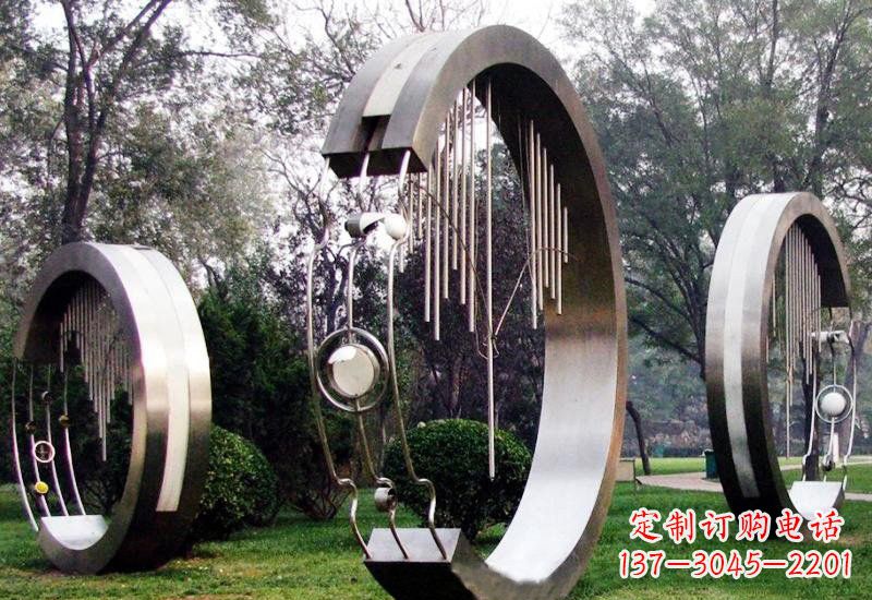 运城不锈钢抽象圆环聆听雕塑