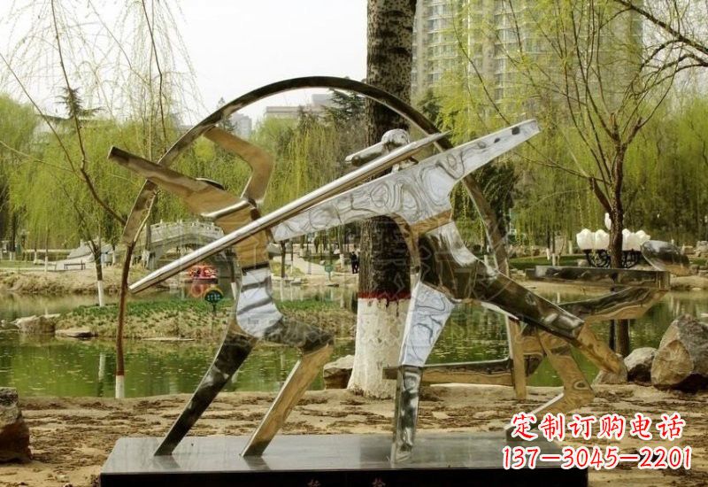 运城不锈钢抽象运动员雕塑