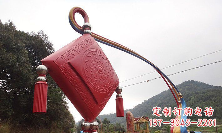 运城不锈钢抽象中国结拱门雕塑