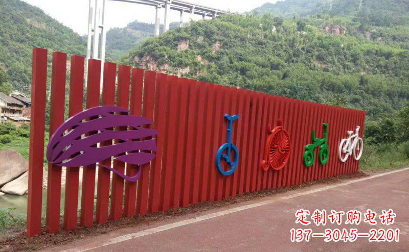 运城不锈钢抽象自行车公园景观雕塑