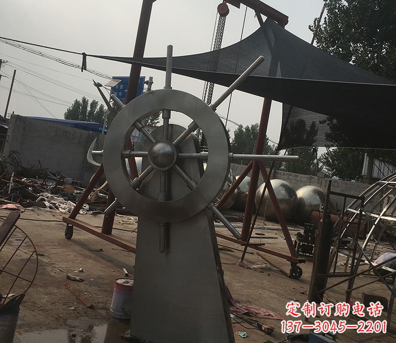 运城不锈钢船舵景观雕塑 (2)