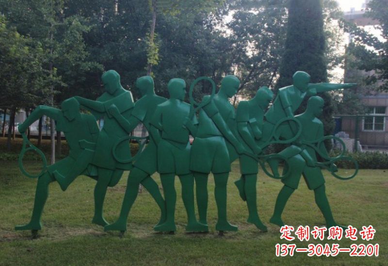 运城不锈钢打羽毛球人物雕塑