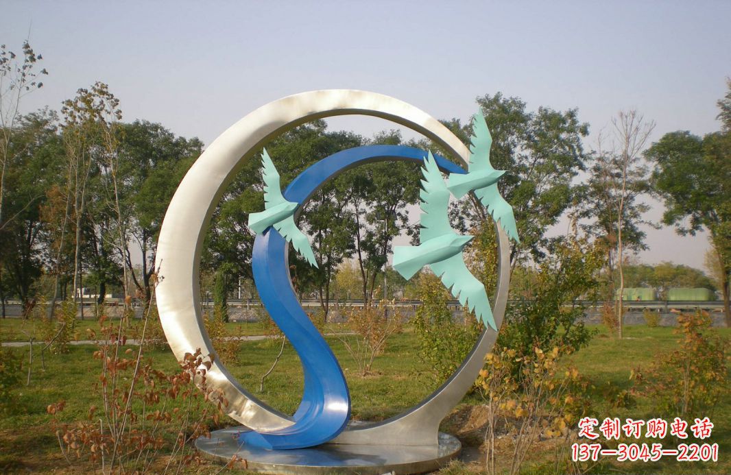 运城不锈钢大雁南飞公园景观雕塑