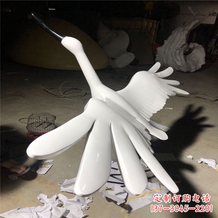 运城不锈钢丹顶鹤雕塑