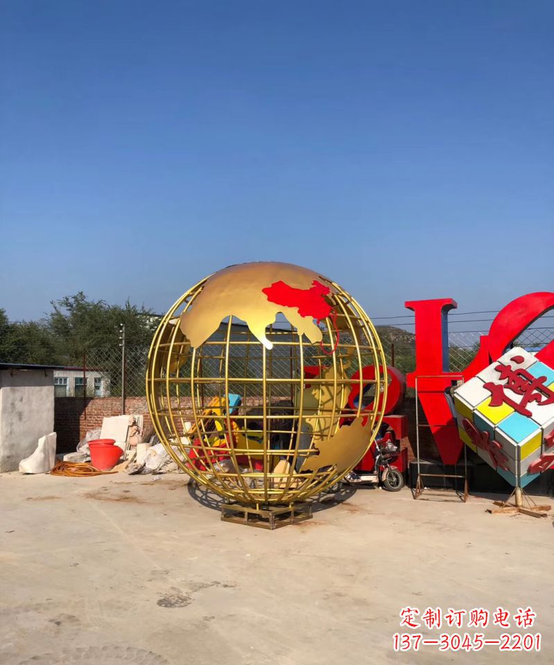 运城不锈钢地球仪雕塑校园景观雕塑