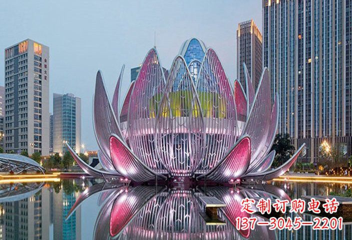 运城不锈钢灯光景观荷花雕塑