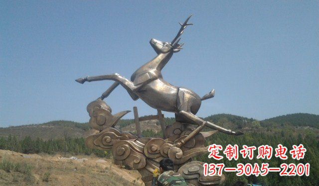 运城不锈钢动物飞奔的鹿雕塑