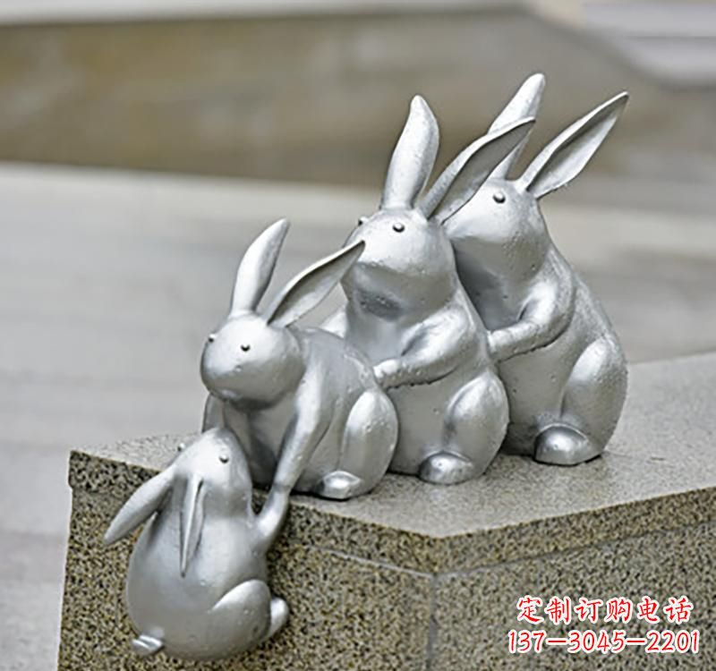 运城不锈钢动物园林兔雕塑