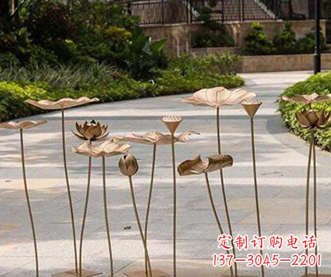 运城不锈钢锻造荷花装饰雕塑