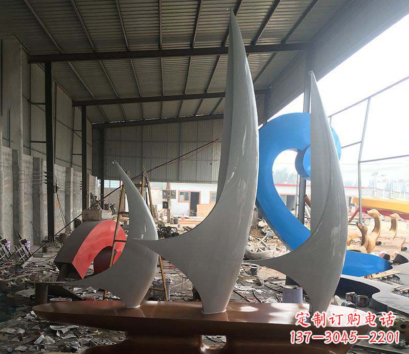 运城不锈钢帆船景观雕塑 (2)