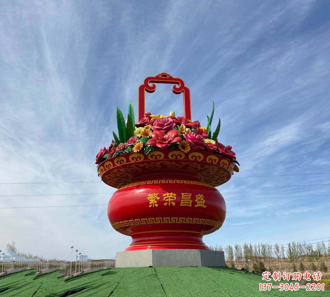 运城不锈钢花篮雕塑象征繁荣昌盛