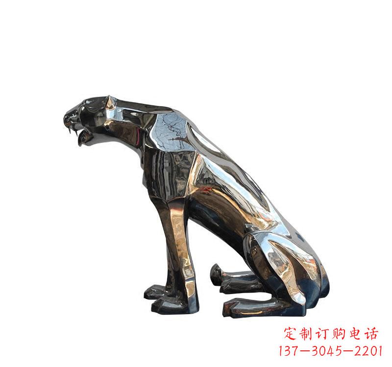 运城不锈钢仿真动物豹雕塑