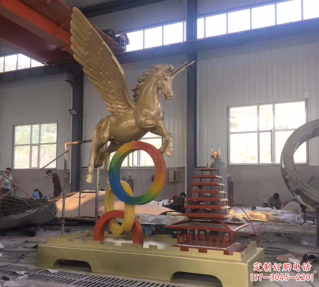 运城不锈钢飞马踩圆圈雕塑