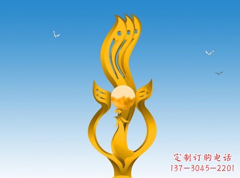 运城不锈钢凤凰雕塑效果图