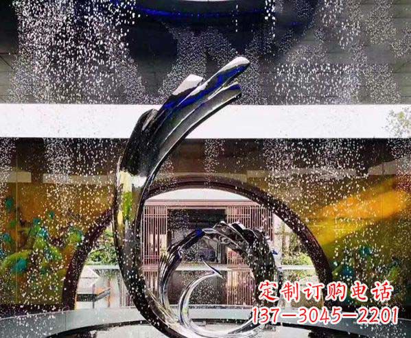 运城不锈钢凤凰喷泉景观雕塑