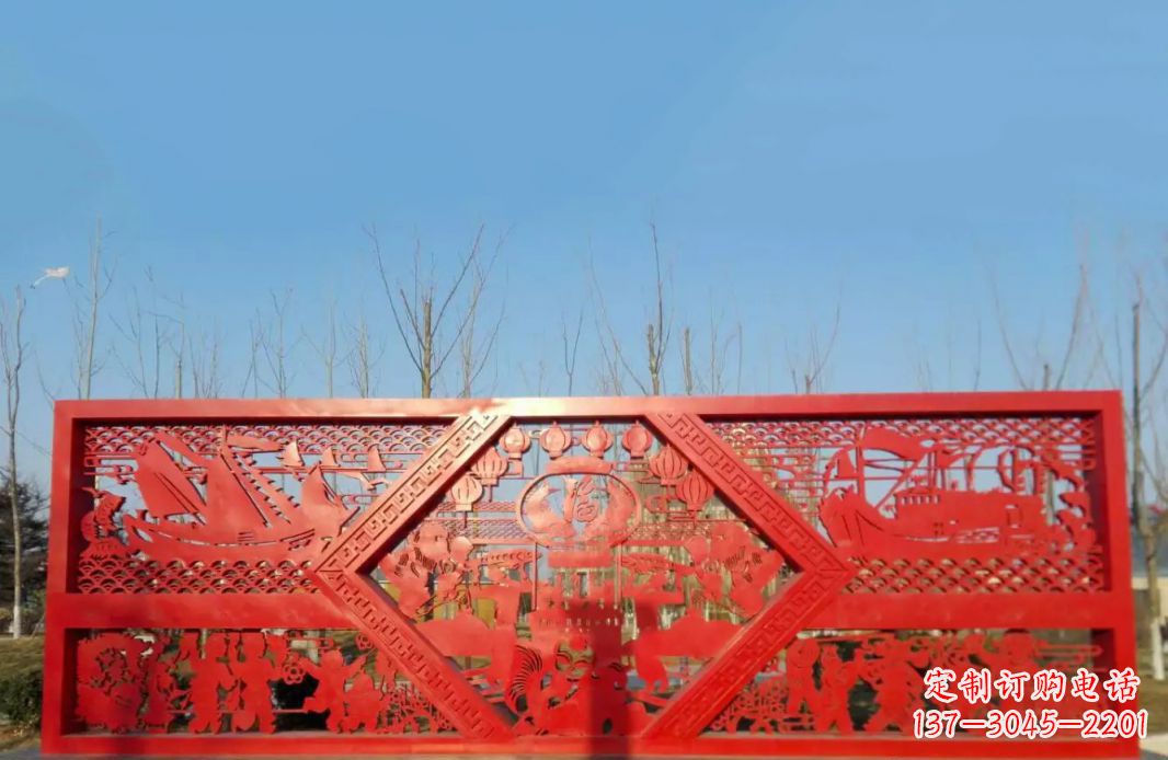 运城不锈钢福字剪纸广场景观雕塑