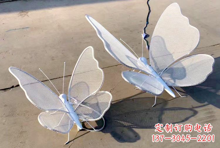 运城不锈钢钢丝网格蝴蝶雕塑摆件，可加灯带