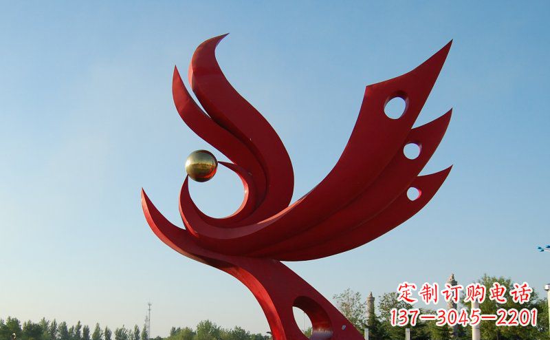 运城不锈钢公园凤凰雕塑 (2)