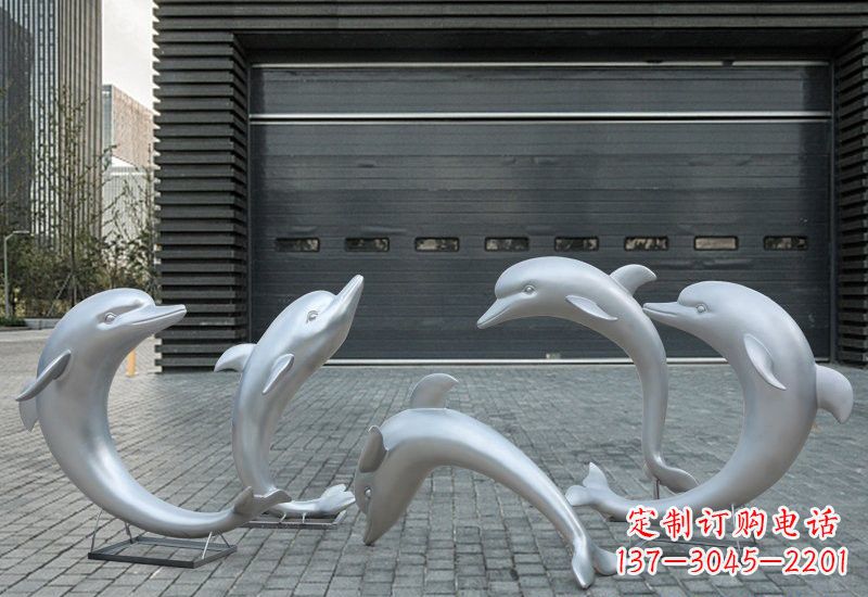 运城不锈钢公园海豚雕塑