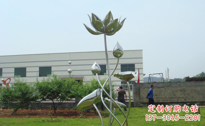 运城不锈钢公园荷花雕塑 (2)
